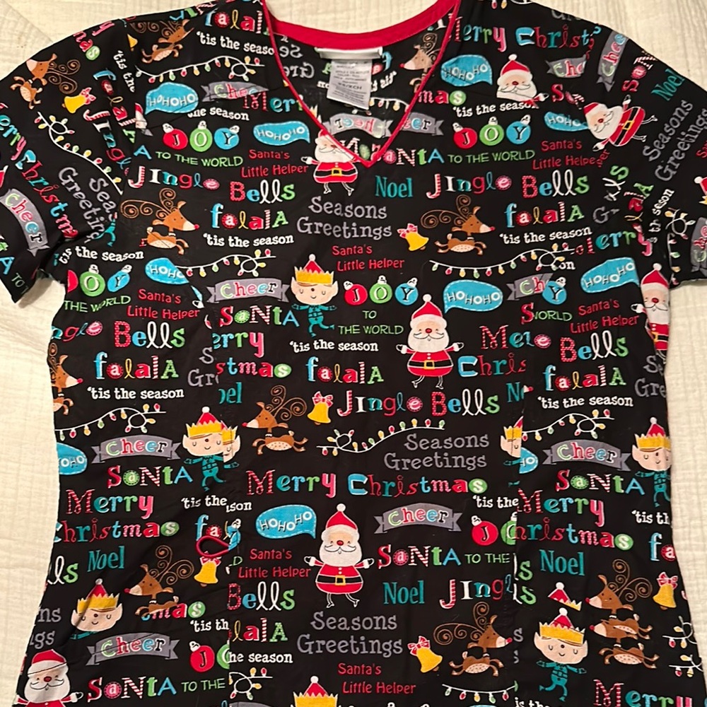 Christmas scrub top